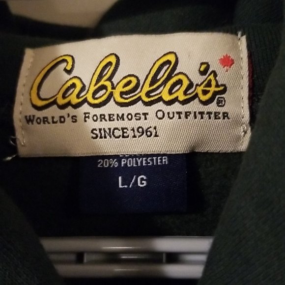 Mens Cabela's Canada 61 Moose Pullover Sweater Hoodie Green Men’s Size Large - Picture 4 of 5